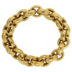 Link Hammer Texture Yellow Gold Bracelet