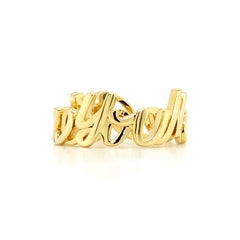 18K Yellow Gold Script Letter I Love You More Ring