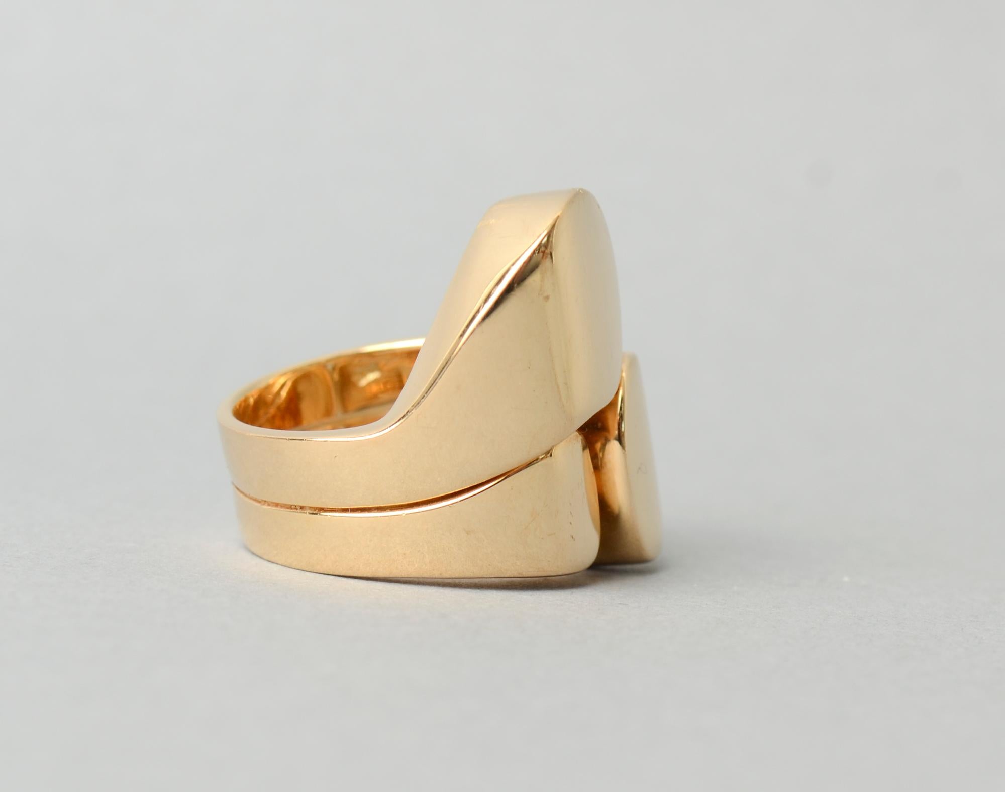 Women's or Men's Valentin Magro Modernist Sculptural Gold Ring