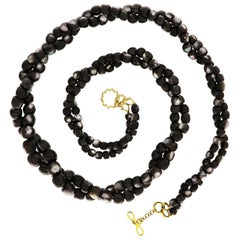 Valentin Magro Multi-Strand Barrel Shaped Faceted Black Mother of Pearl Necklace