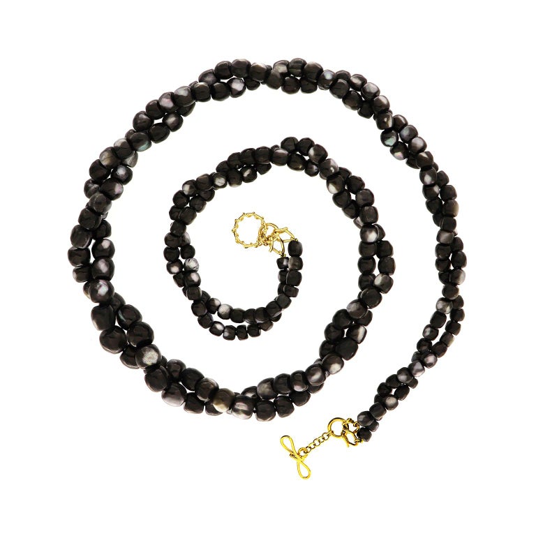 Valentin Magro Multi-Strand Barrel Shaped Faceted Black Mother of Pearl ...