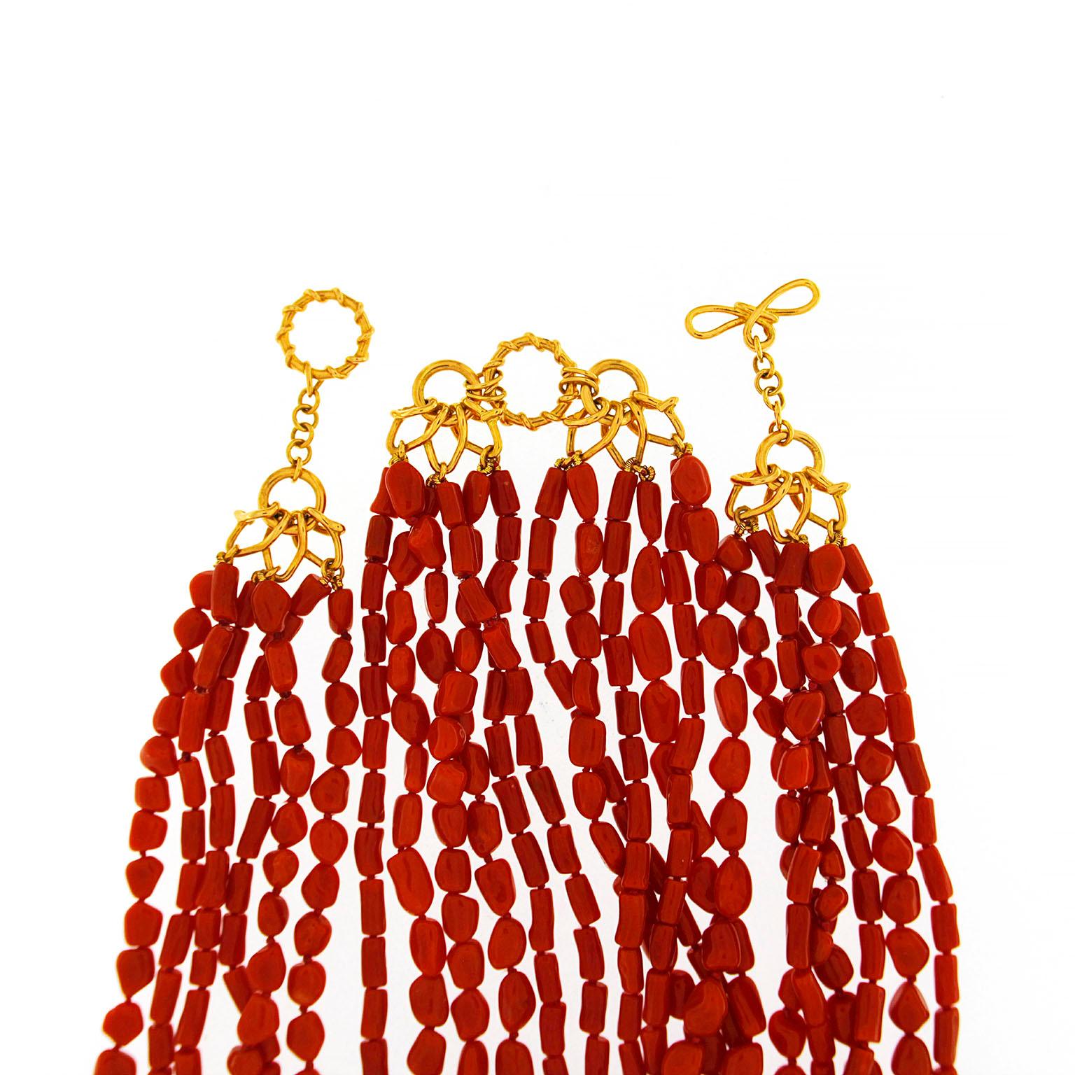 Valentin Magro Multi Strand Memmetti Coral Necklace In New Condition In New York, NY