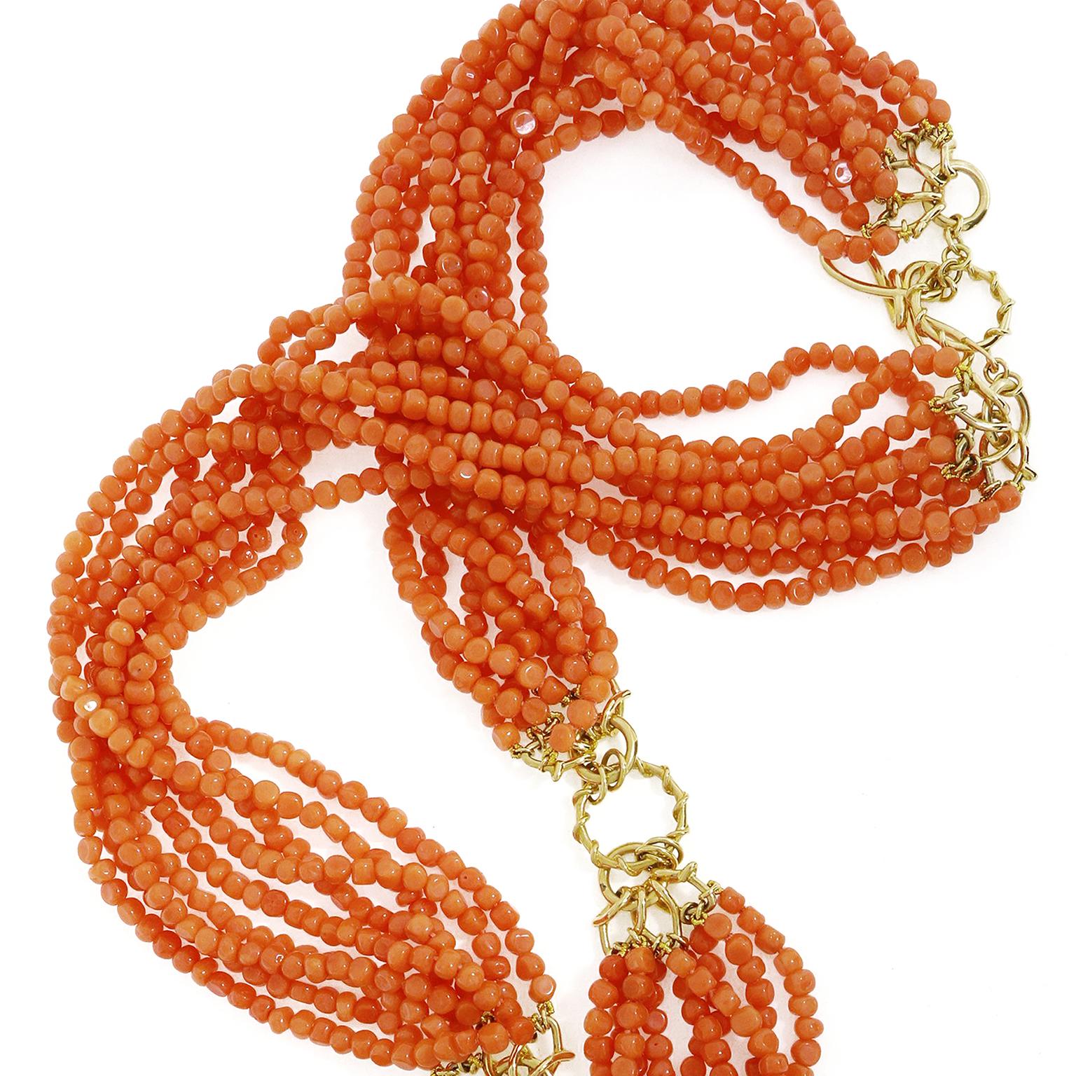 Bead Valentin Magro Multi Strand Orange Pebble Coral Necklace