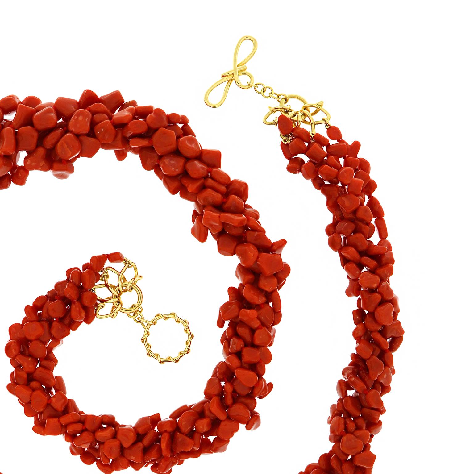 Bead Valentin Magro Multi Strand Sardinian Red Coral Nugget Necklace