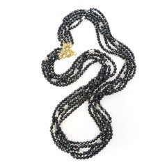 Five Strand Black Mother of Pearl 18K Yellow Gold Necklace