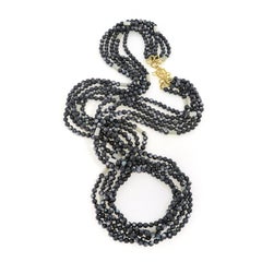 Fünfstrangige schwarze Perlmutt-Halskette aus 18 Karat Gelbgold