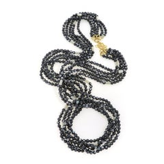 Five Strand Black Mother of Pearl 18K Yellow Gold Necklace