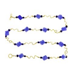 Valentin Magro, Wave-Halskette aus Muranoglas, Lapislazuli, 18 Karat Gelbgold