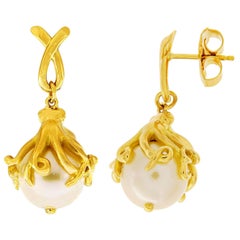 Valentin Magro Octopus Grabbing a South Sea Pearl Earrings