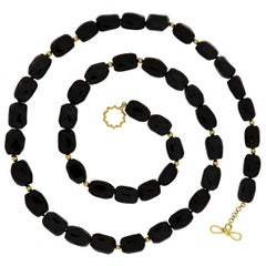 Valentin Magro Onyx and 18 Karat Yellow Gold Bead Necklace