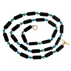 Valentin Magro Onyx and Turquoise Strand Necklace