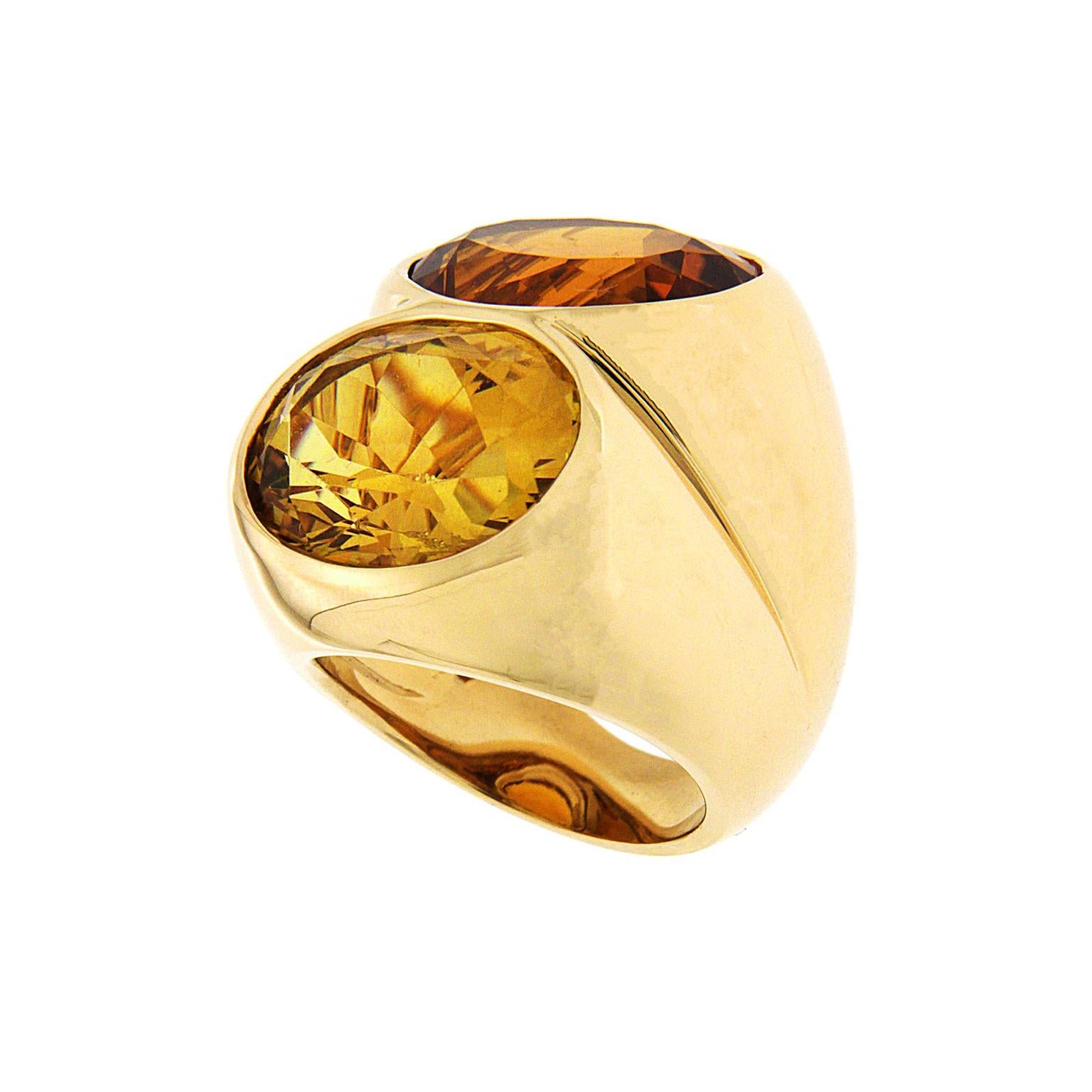 Oval Cut Valentin Magro Oval Faceted Madeira Citrine Ring in Gold