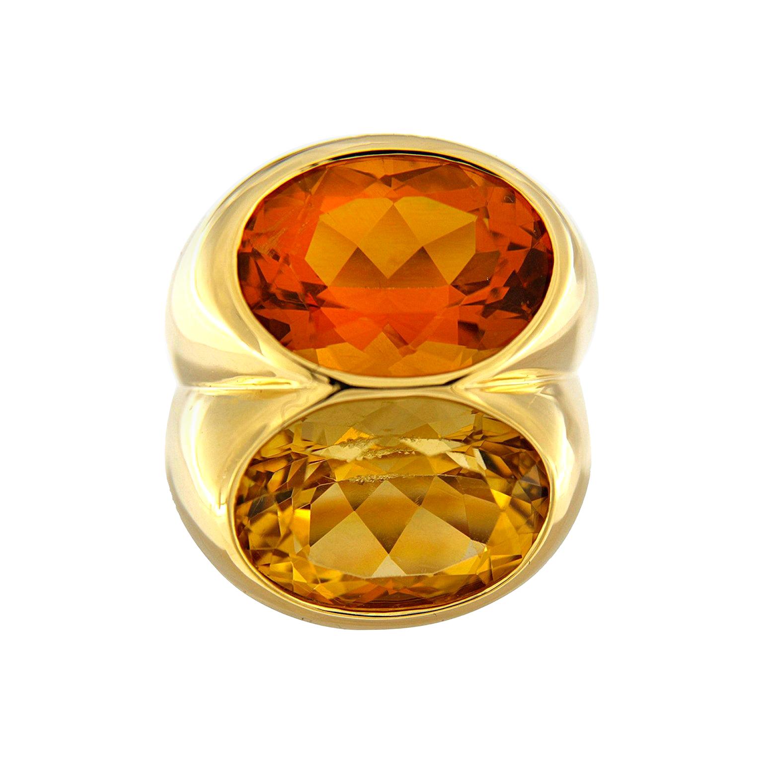 Valentin Magro Oval Faceted Madeira Citrine Ring in Gold