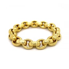 Oval Link Hammer Texture Gold Bracelet