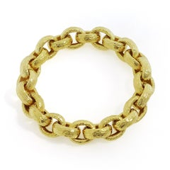 Oval Link Hammer Texture Gold Bracelet