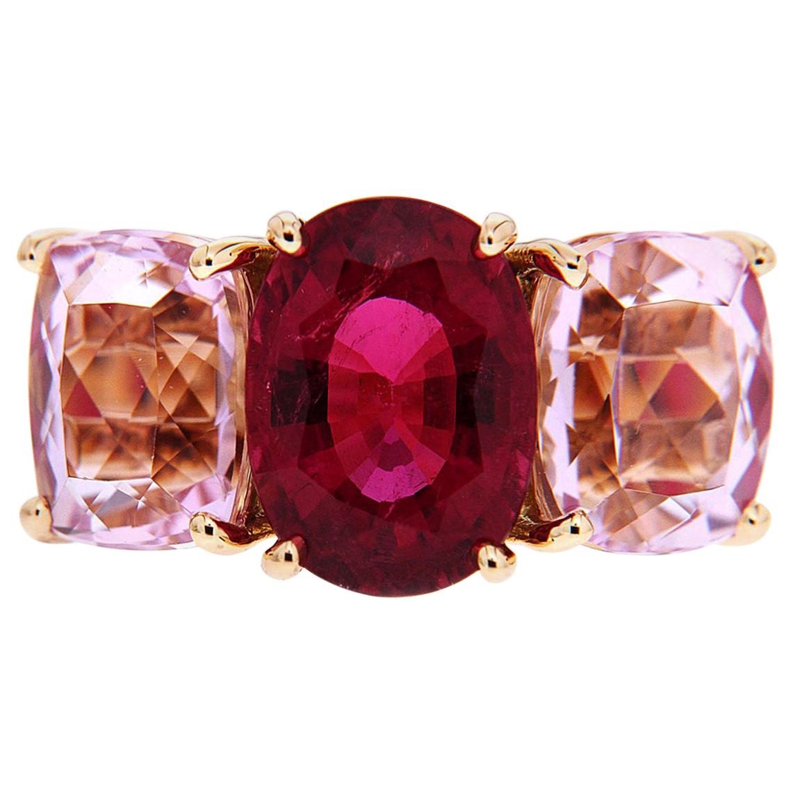 Valentin Magro Oval Rubellite and Kunzite Ring