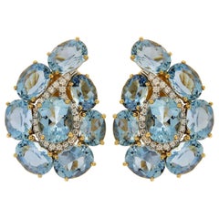 Valentin Magro Paisley Aquamarine and Diamond Earrings