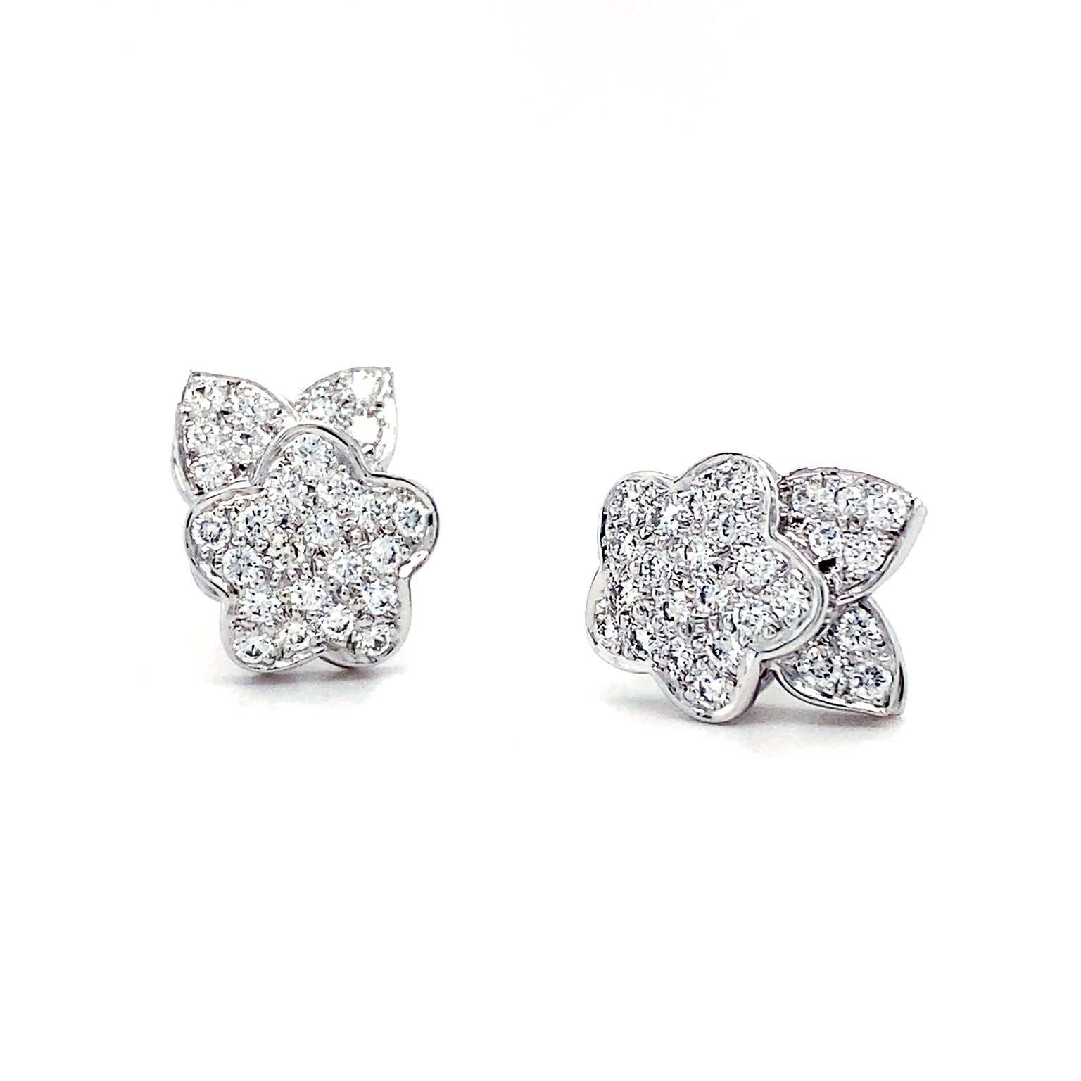 Diamond Pave Cluster Flower Earrings at 1stDibs