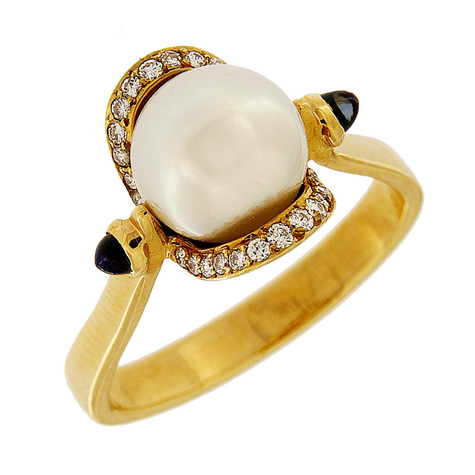 Valentin Magro Pearl, Sapphires and Diamonds Ring