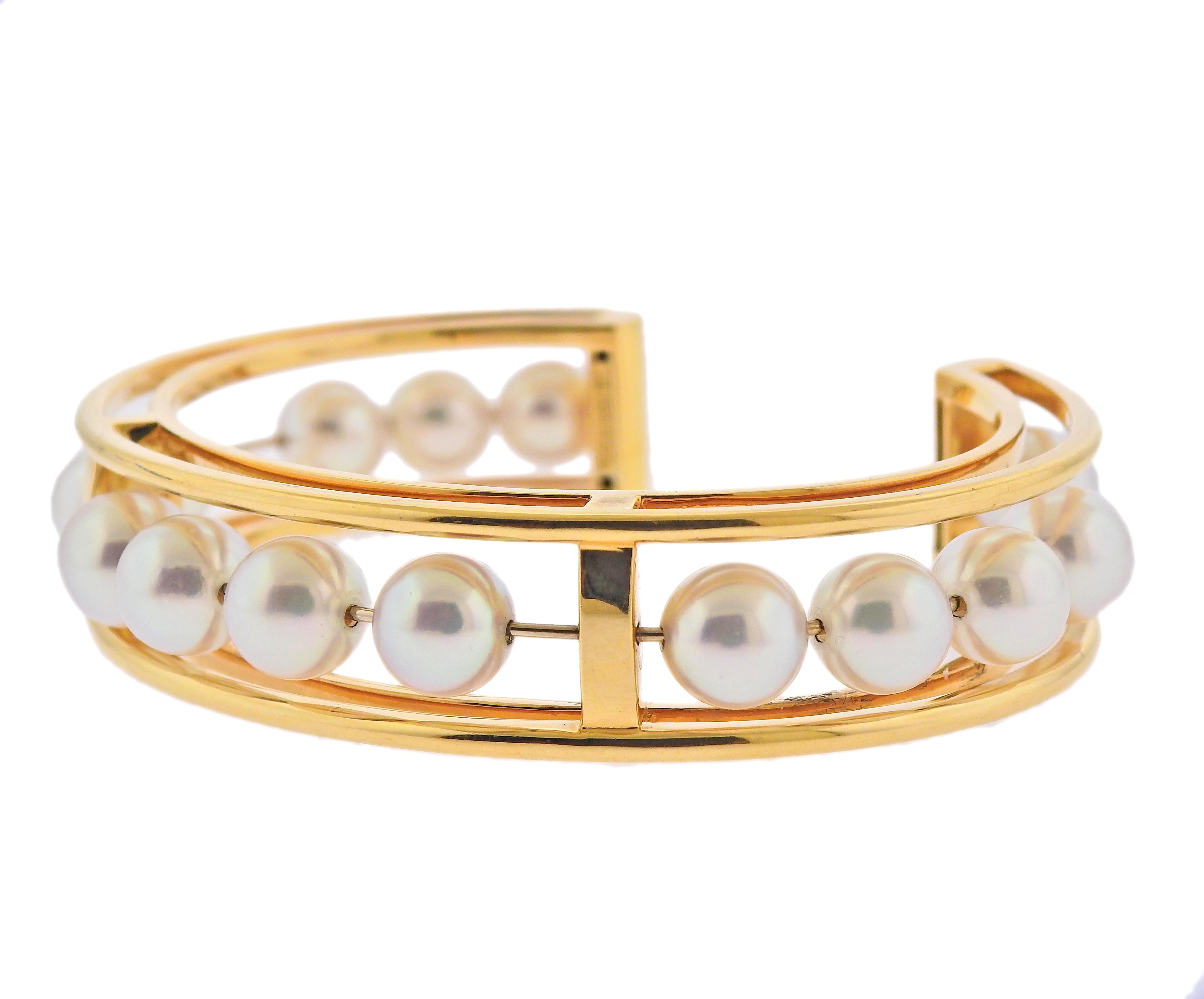 18k yellow gold Pearl bracelet by Valentin Magro,  Brand new without tags. Retail - $17300. : Bracelet will fit approx. 7.25