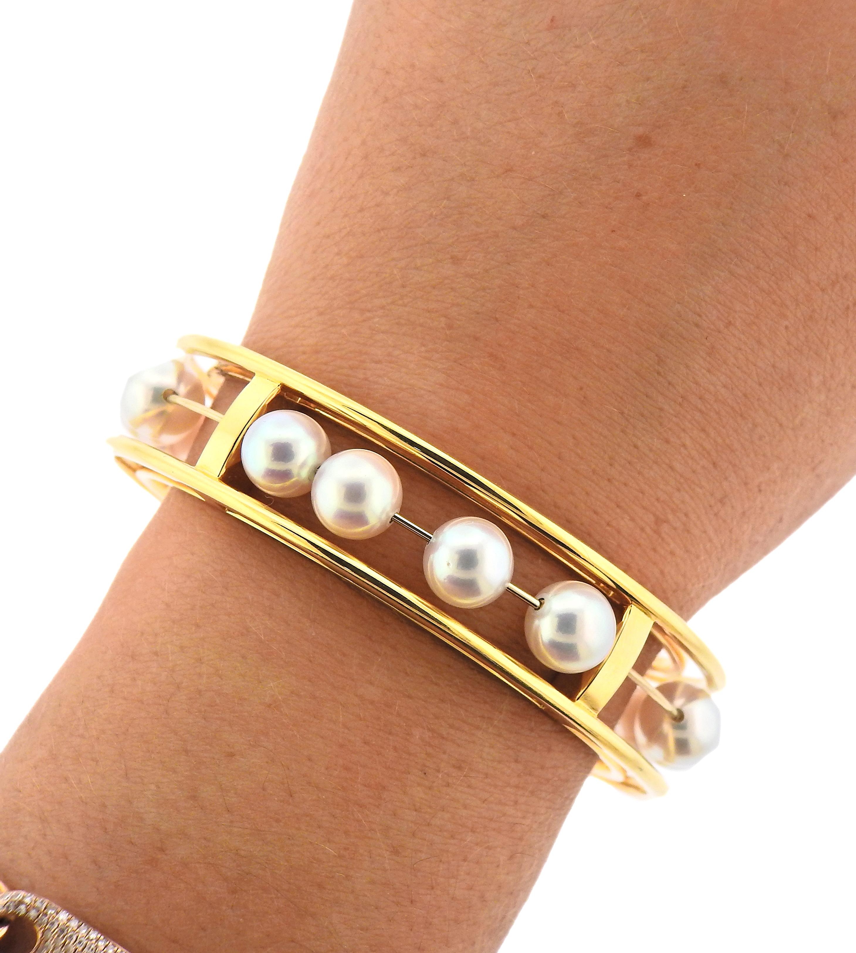 Women's Valentin Magro Pearl Gold Cuff Bracelet