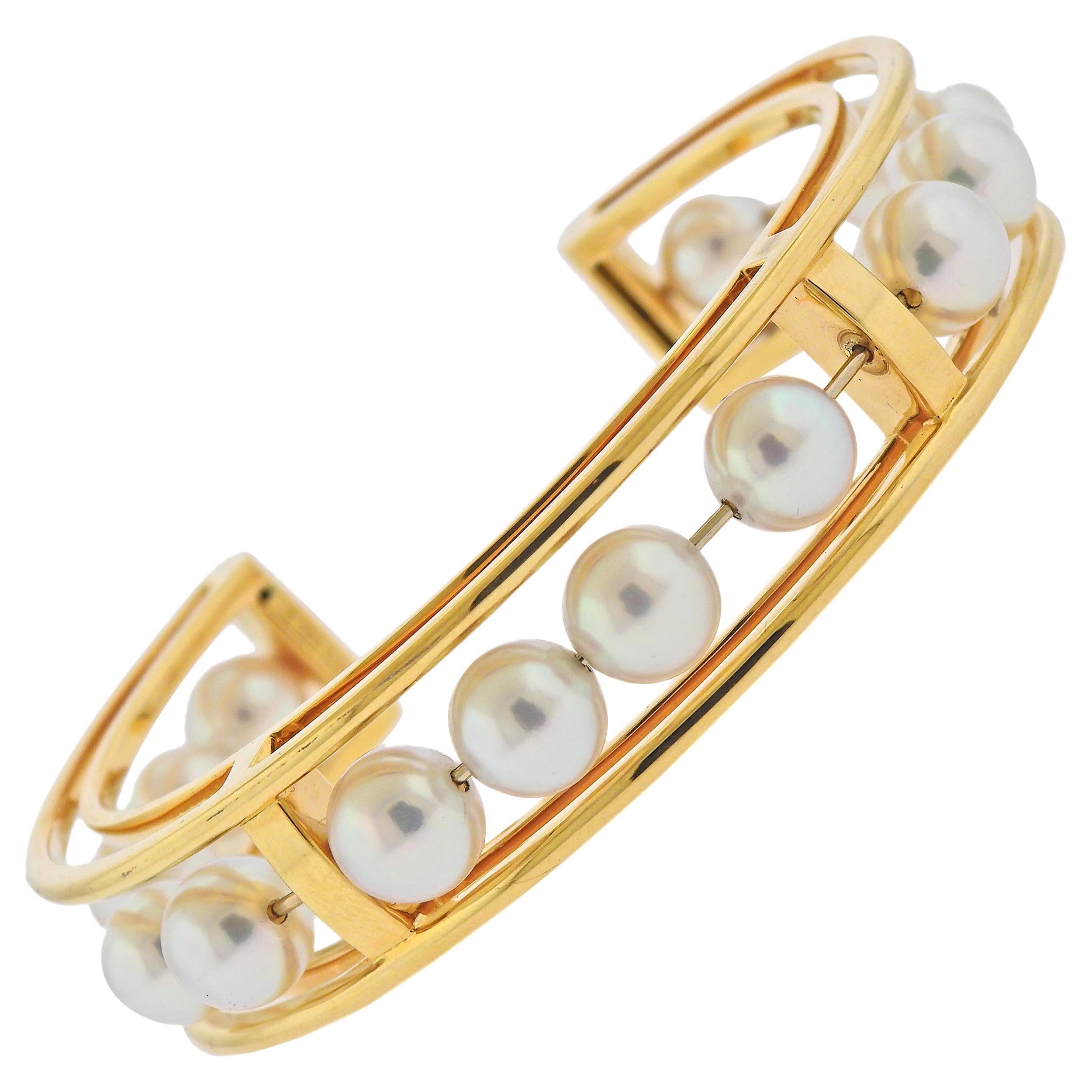 Valentin Magro Pearl Gold Cuff Bracelet