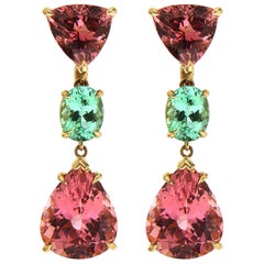 Valentin Magro Pink and Green Tourmaline Gold Earrings
