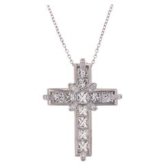 Valentin Magro Princess Cut Diamond Platinum Cross Pendant