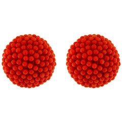 Valentin Magro Red Coral Woven Ball Earrings