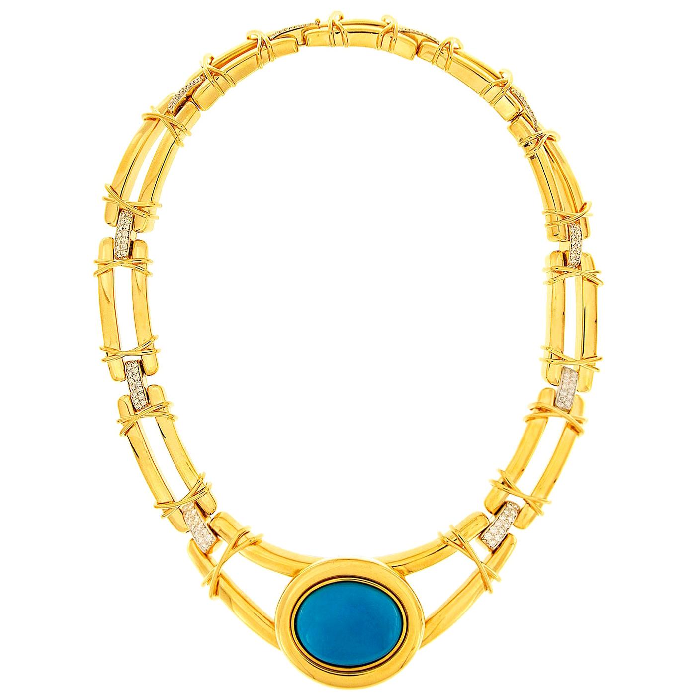 Valentin Magro Removable Turquoise Cabochon 18 Karat Necklace