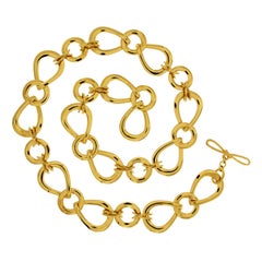 Valentin Magro Round and Pear Shape All Gold Necklace with “x” Motif Connection