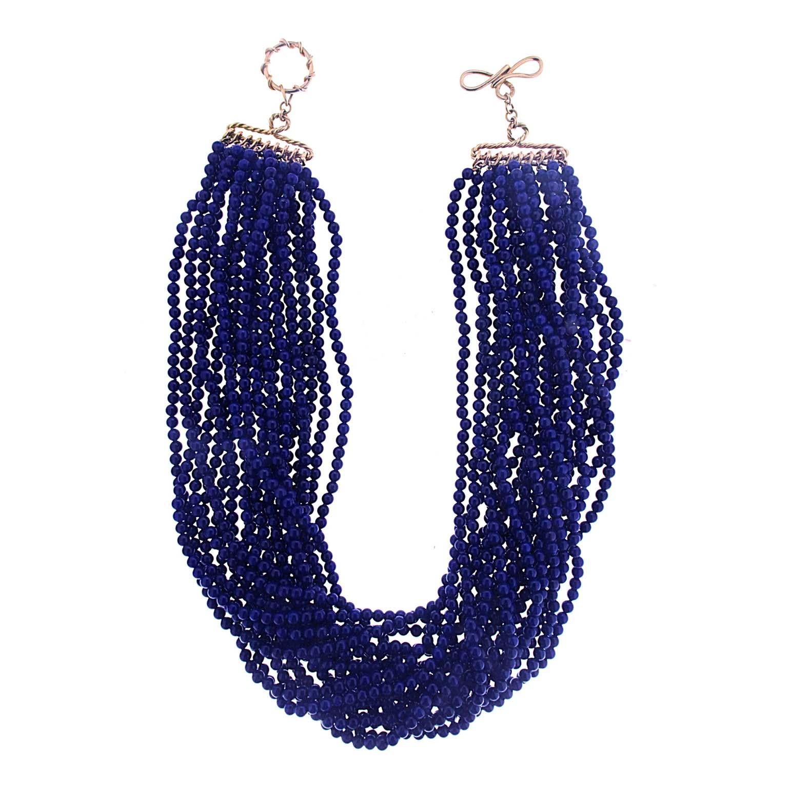 Modern Valentin Magro Round Lapis Lazuli Multi Strands Necklace