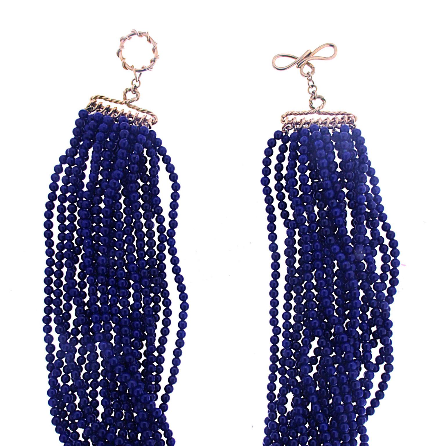 Round Cut Valentin Magro Round Lapis Lazuli Multi Strands Necklace
