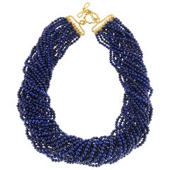 Valentin Magro Round Lapis Lazuli Multi Strands Necklace
