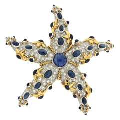 Valentin Magro Sapphire Diamond Gold Starfish Brooch