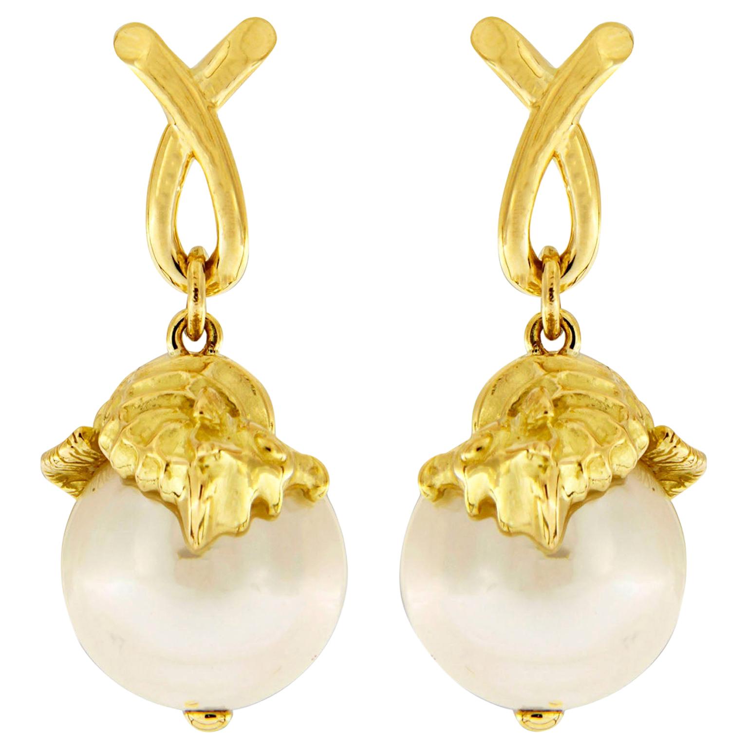 Valentin Magro Seahorse Wrapping Around South Sea Pearl Earrings