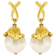 Valentin Magro Seahorse Wrapping Around South Sea Pearl Earrings