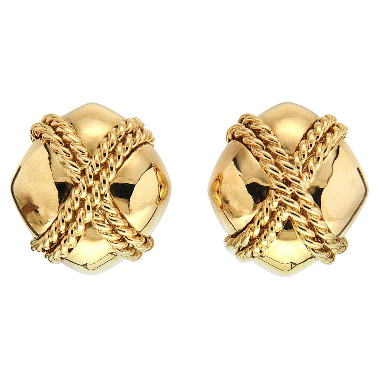Valentin Magro Small Gold Criss Cross Earrings