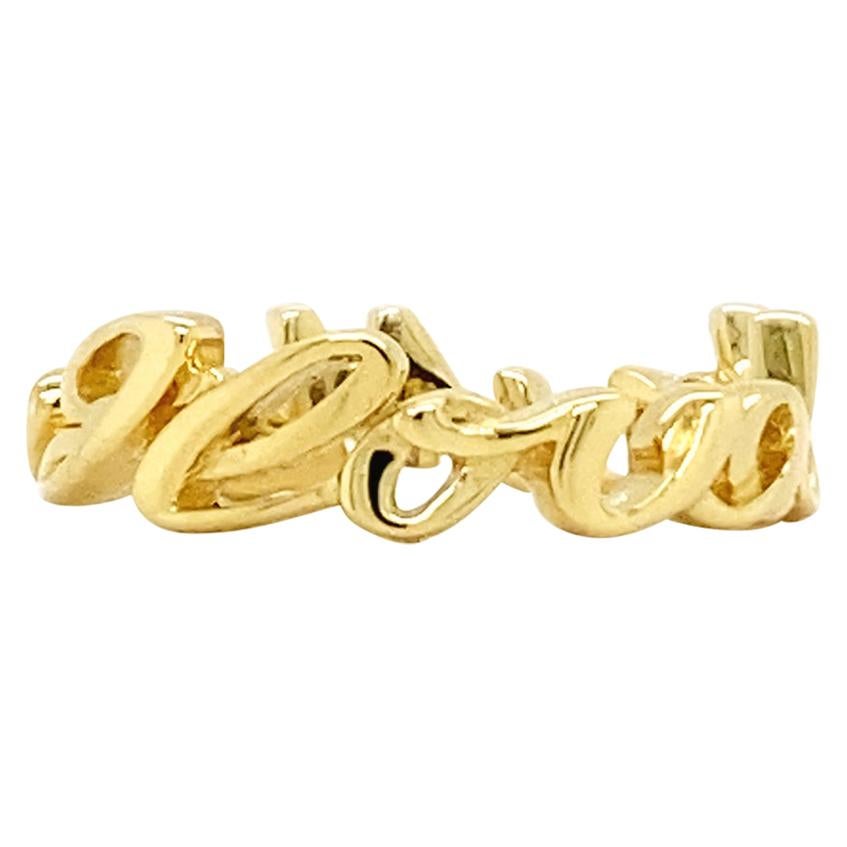 Valentin Magro Small I Love You More Ring, Script, 18 Karat Yellow Gold