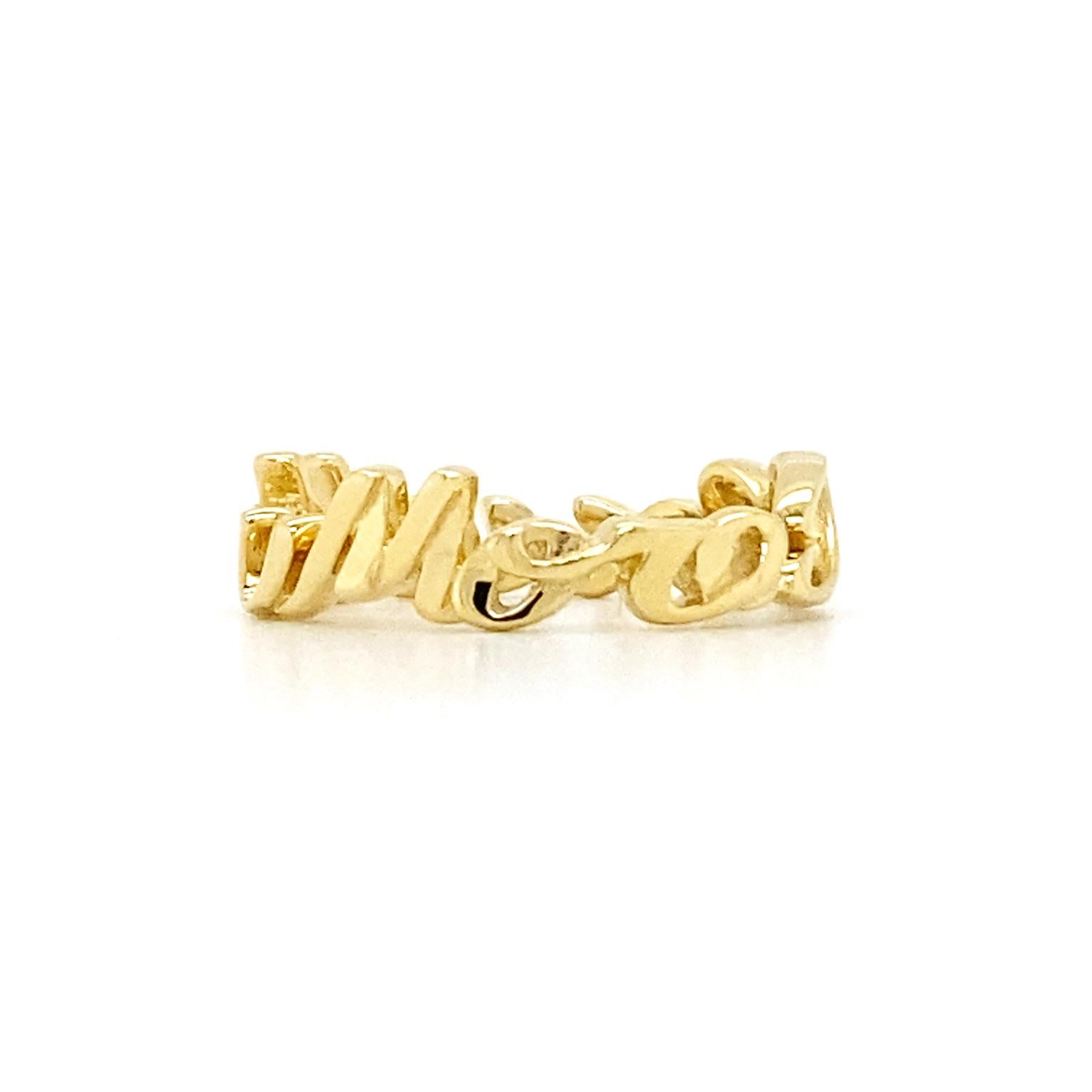 Valentin Magro Small I Love You More Ring, Script, 18 Karat Yellow Gold In New Condition In New York, NY