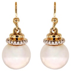 Valentin Magro South Sea Pearl Earrings with Diamond Cap and French Wire