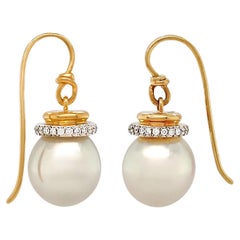Valentin Magro South Sea Pearl Earrings with Diamond Cap and French Wire