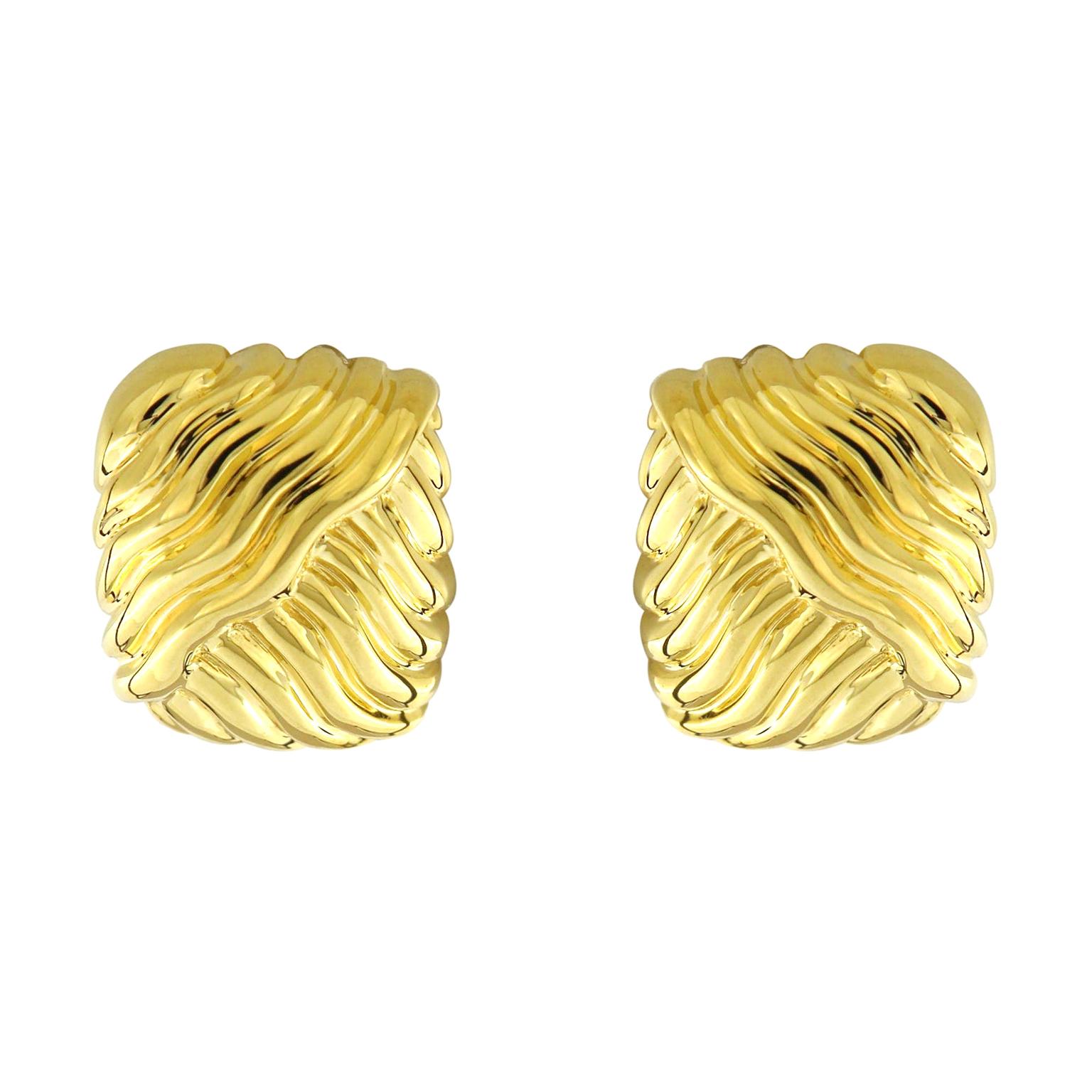 Valentin Magro 18 Karat Yellow Gold Square Wave Earrings