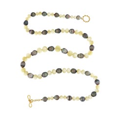 18K Yellow Gold Tahitian Pearl and Mother of Pearl Bead Necklace