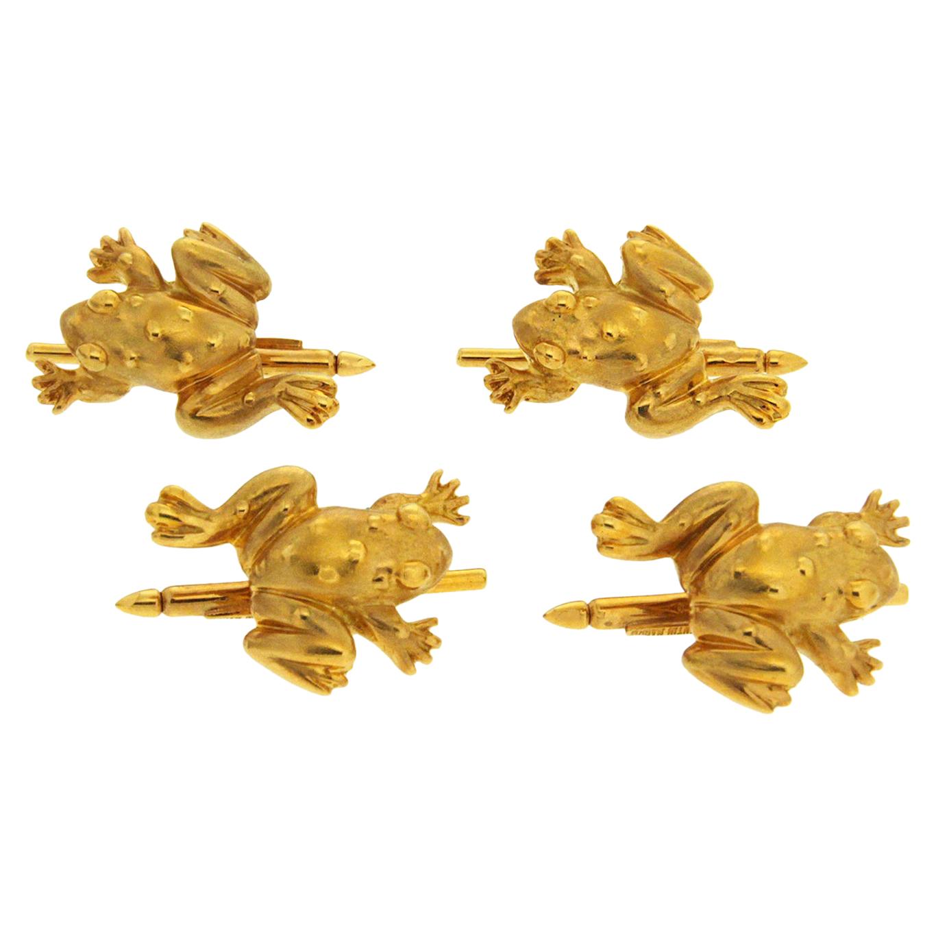 Valentin Magro Textured Gold Frog Shirt Studs For Sale