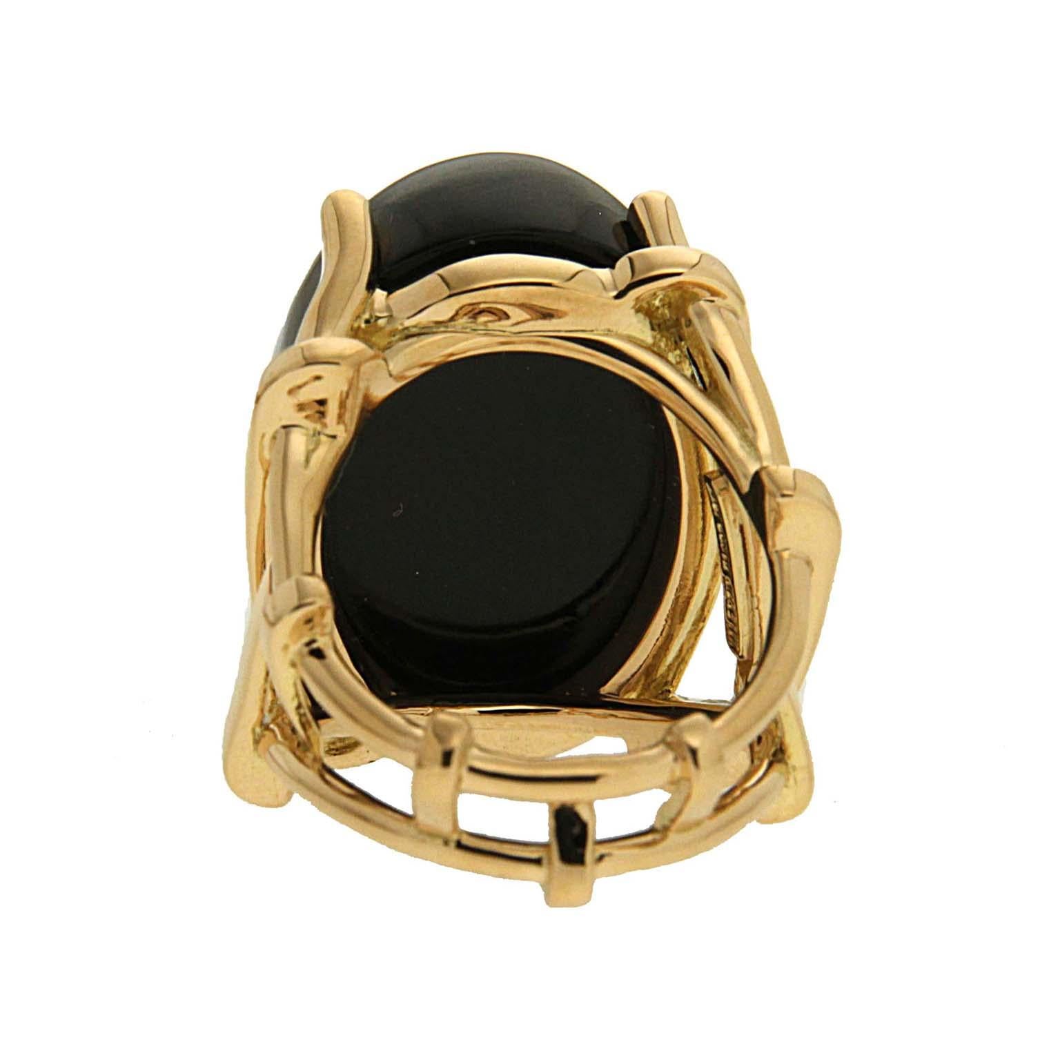 Trellis Black Jade 18K Yellow Gold Ring In New Condition For Sale In New York, NY