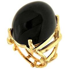 Trellis Ring aus 18 Karat Gelbgold mit schwarzer Jade