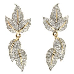 Valentin Magro Triple Leaves Diamond Gold Platinum Detachable Earrings