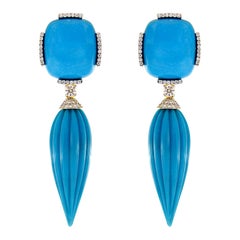 Valentin Magro Turquoise Drop Earrings with Diamonds