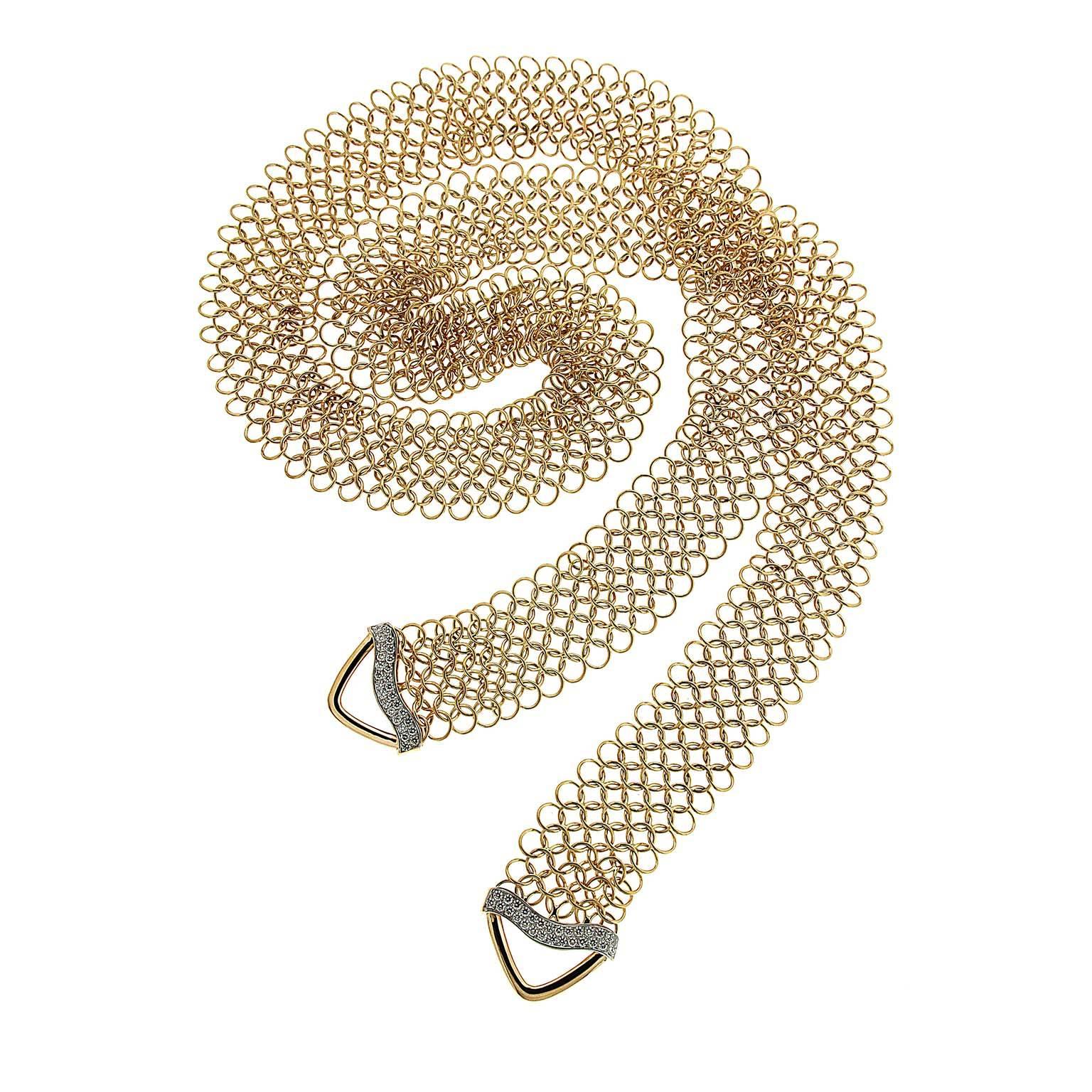 Valentin Magro Unique Diamond Gold Multi-Wear Necktie Mesh Necklace 3